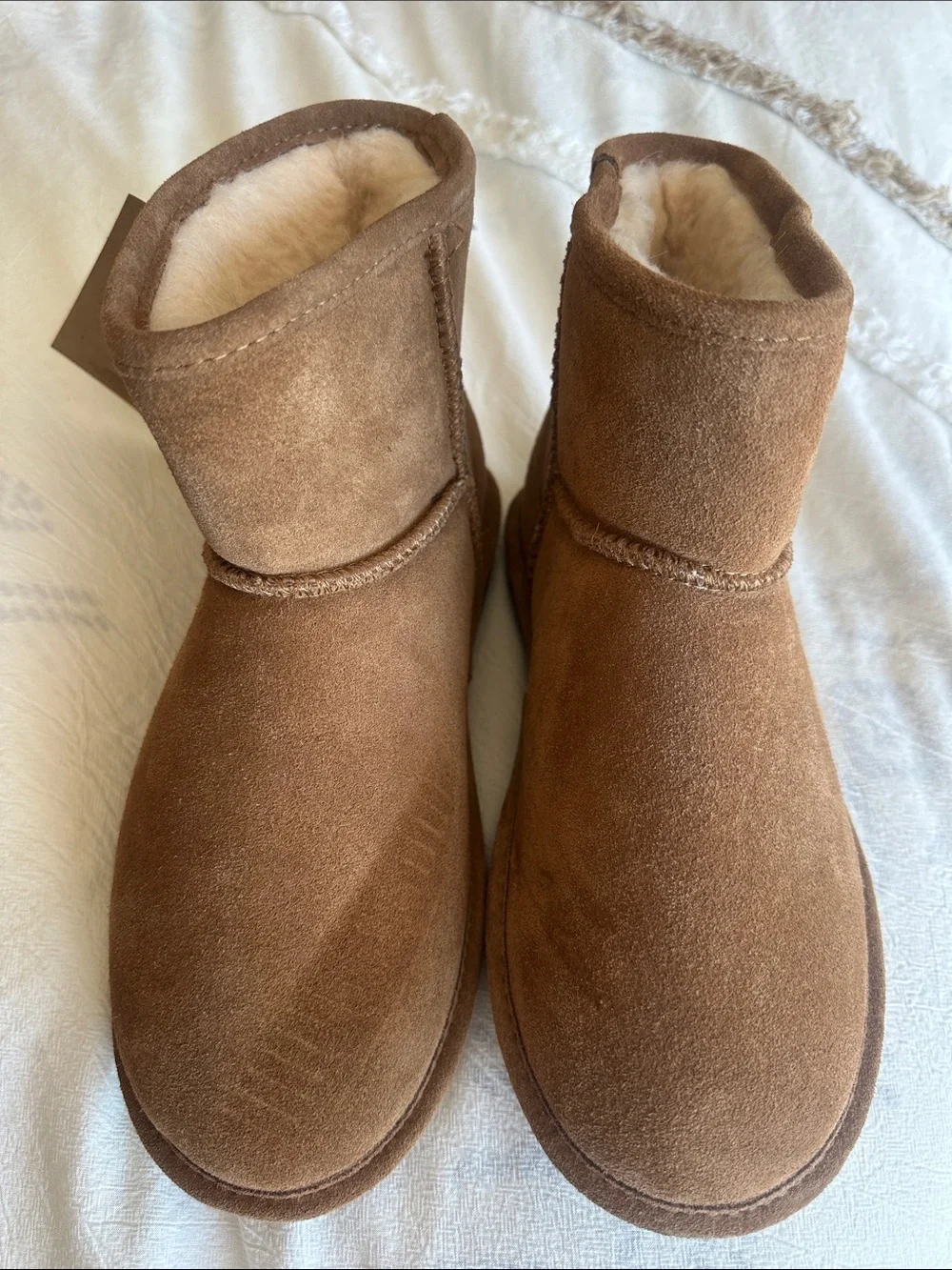 BearPaw Chestnut Brown Suede Plush-Lined Ankle Boot Women's Sz 9 NWT